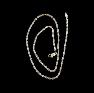 Sterling Silver Twisted Rope Chain Necklace - Silver